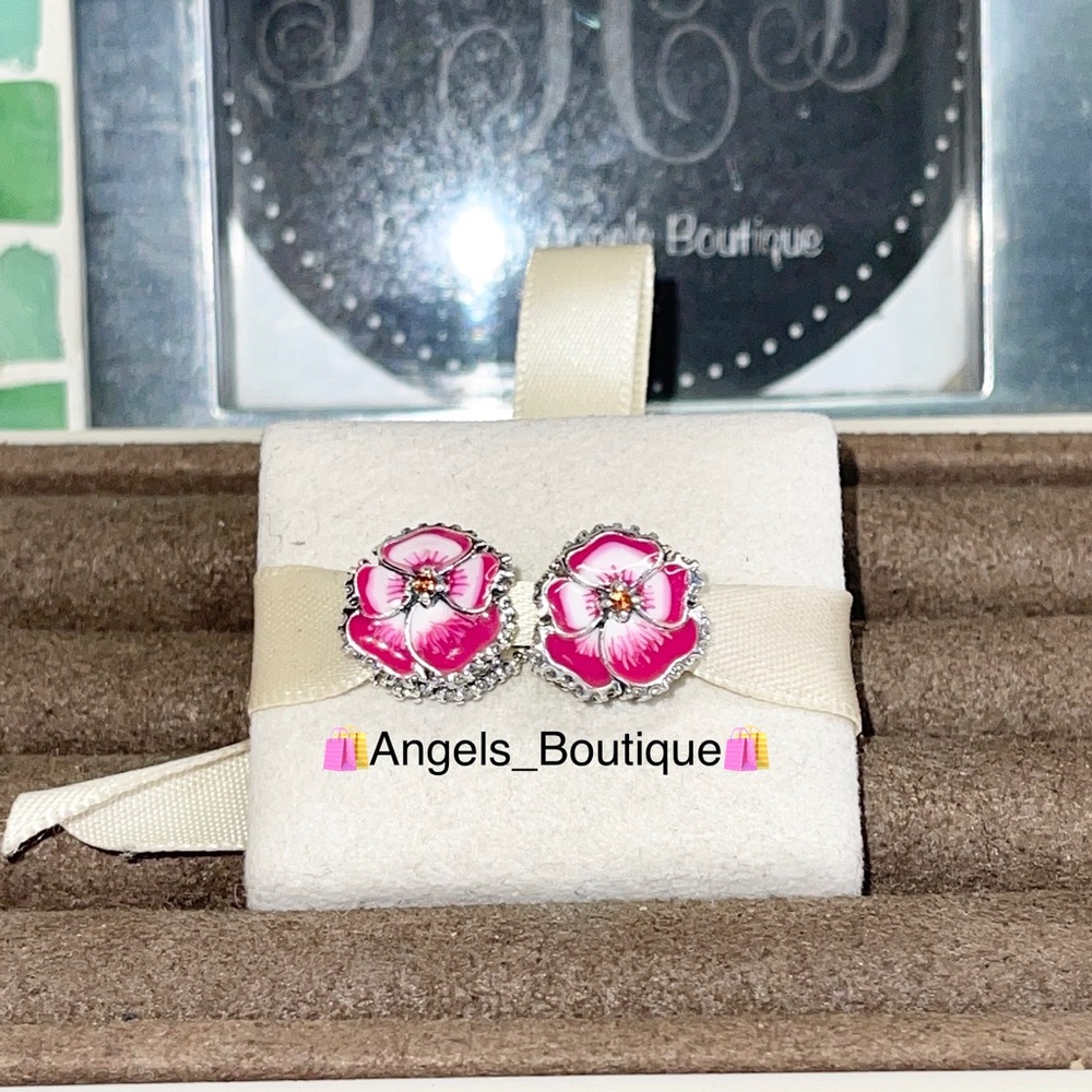 2 New Pandora Pink Pansy Flower Charm